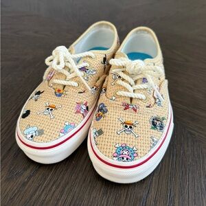 Vans x One Piece Authentic Sneakers Kids 3.5Y Woven Raffia Straw Collab Rare